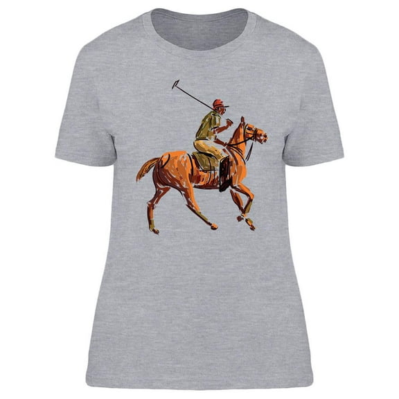 Horse Polo Stroked Design T-Shirt Women -Image by Shutterstock, Female x-Large