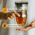 thumbnail image 6 of BTAT- Double Wall Glass Tea Cup With Stainless Steel Infuser & Lid, 16oz, 500ml, 6 of 8