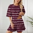 thumbnail image 2 of Maean Women Pajamas Set 2 Piece Striped Pjs Shorts Short Sleeve Tops Sleepwear Loungewear Loose Comfortable Sets, 2 of 7