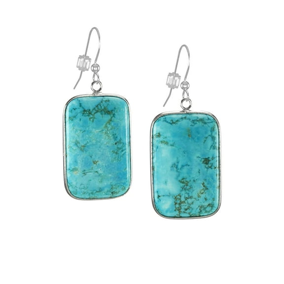 Beautiful Rectangle Turquoise Magnesite Earrings with .925 Sterling Silver Earwires