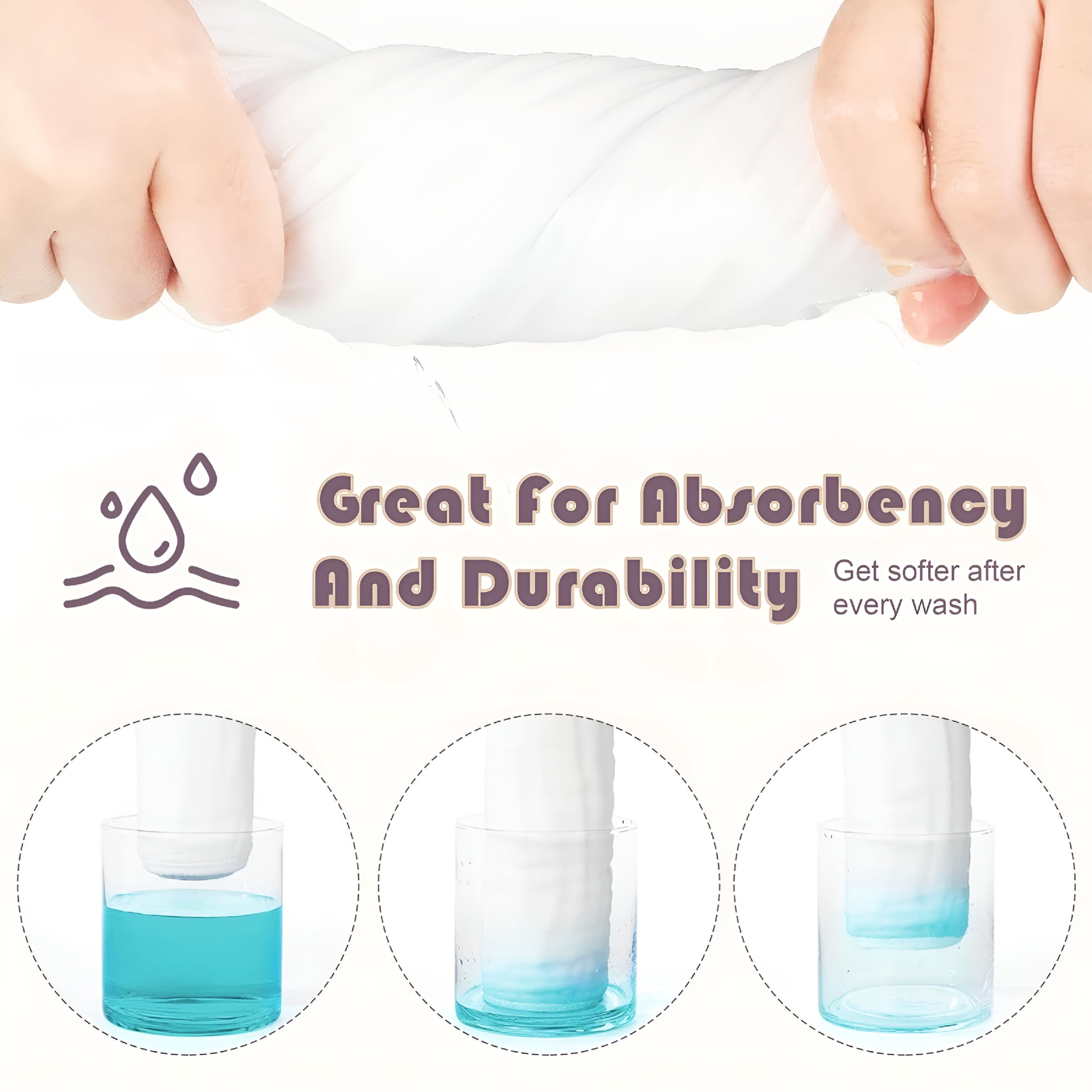 AUQ Muslin Burp Cloths Large 100% Cotton Hand Washcloths for Boys&Girls,Baby Essentials Extra Absorbent and Soft Burping Rags for Newborn Registry (White&Green,12-Pack,20"X10")