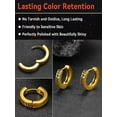 thumbnail image 4 of FaithHeart Norse Viking Rune Earrings for Men Punk Ear Huggie Hoops Gold Plated Stainless Steel Jewelry Gift for Dad Father's Day Birthday Christmas, 4 of 8