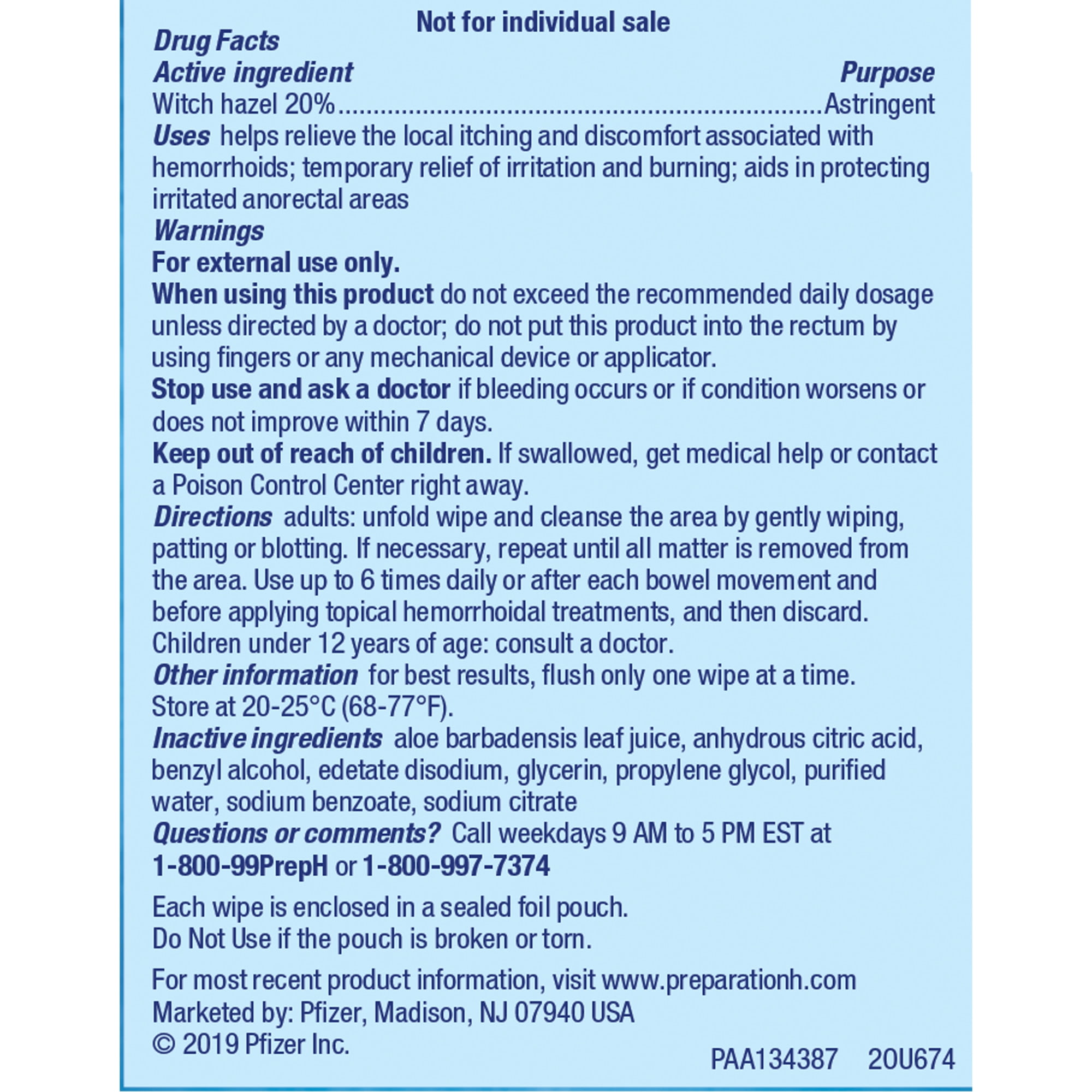 Preparation H Soothing Relief Cleaning & Cooling Wipes, 60 Ct