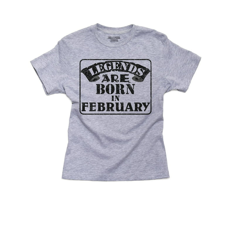 Birthday - Legends are Born in February Boy's Cotton Youth Grey T- - Walmart.com