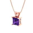 thumbnail image 2 of Clara Pucci 14K Rose Solid Hypoallergenic Gold 3Ct Natural Amethyst Princess Cut Solitaire Designer Necklace Pendant For February, 2 of 6