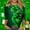 Green#33, variant on 3/4 Length Sleeve Womens Tops Oversized Crewneck St Patricks Day Shamrocks Graphic Print T Shirt Womens Casual Plus Size Round Neck Loose Irish Festivities Three Quarter Sleeve Shirt