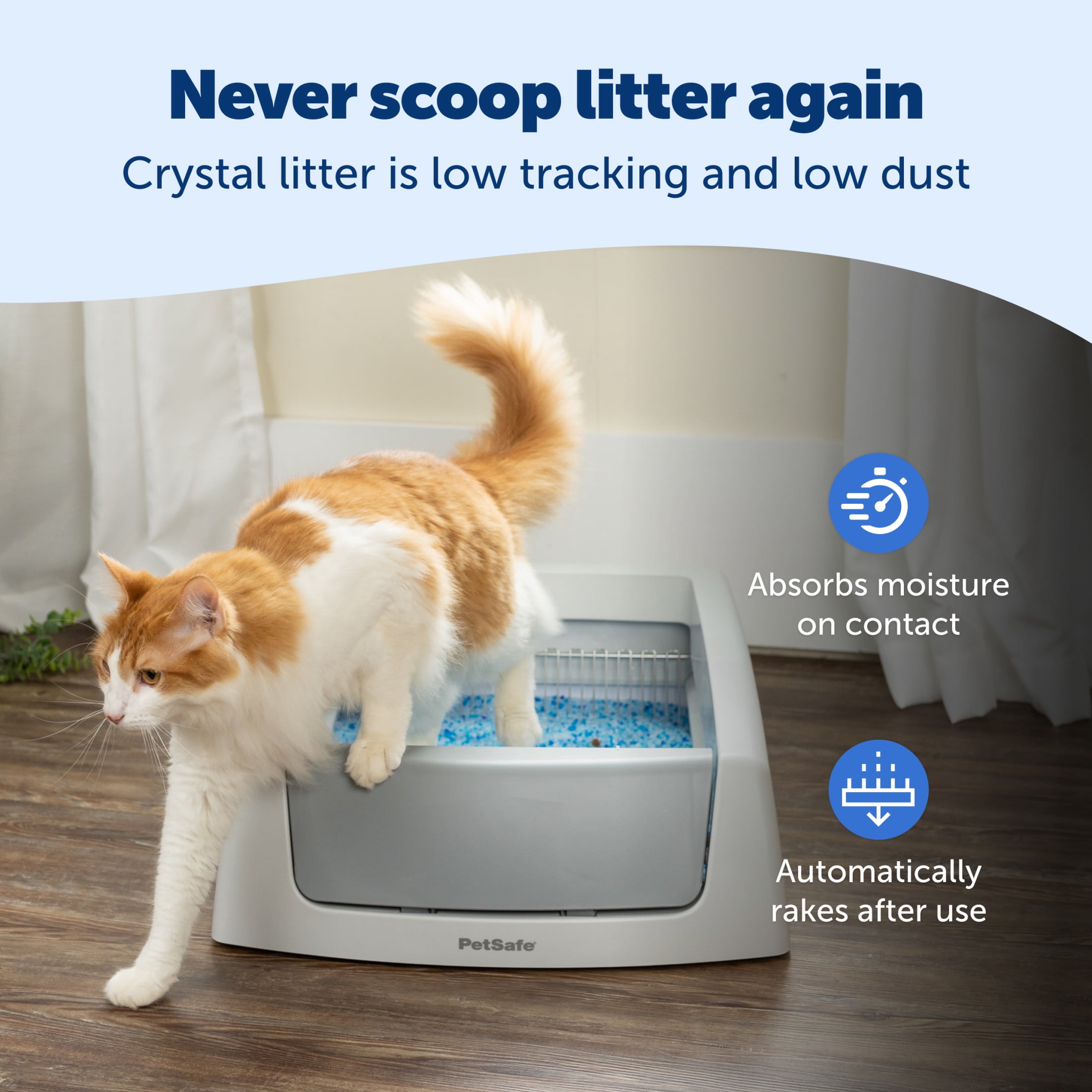 PetSafe ScoopFree Crystal Classic Self-Cleaning Cat Litter Box, Unbeatable Odor Control, Gray
