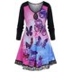 thumbnail image 1 of Más el tamaño del tinte del lazo de la mariposa Imprimir panel de encaje de Keyhole camiseta Rosegal Mangas largas de talla grande, 1 of 5