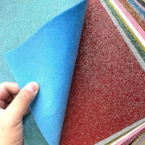 Glitter Felt, Glitter Sheets, 8 x12 inches Felt Glitter for Craft, 20pcs Pack Glitter Felt Fabric Square for for Party Project$$Art & Craft
