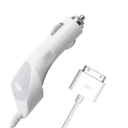 Apple 4s Car Phone Charger Insten Car Charger 30-pin For Apple iPhone 4 4s 3gs / iPod / iPad (MFI-AP21CHAGCAR08), White ()