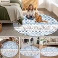 thumbnail image 5 of Blue Plaid Farmhouse Round Area Rug 7Ft Washable Circle Rugs for Dorm Laundry Room, Watercolor Cute Country Pigs Checkered Non-Slip Carpet Floor Mats Indoor Outdoor Carpet Runner Aesthetic Home Decor, 5 of 8