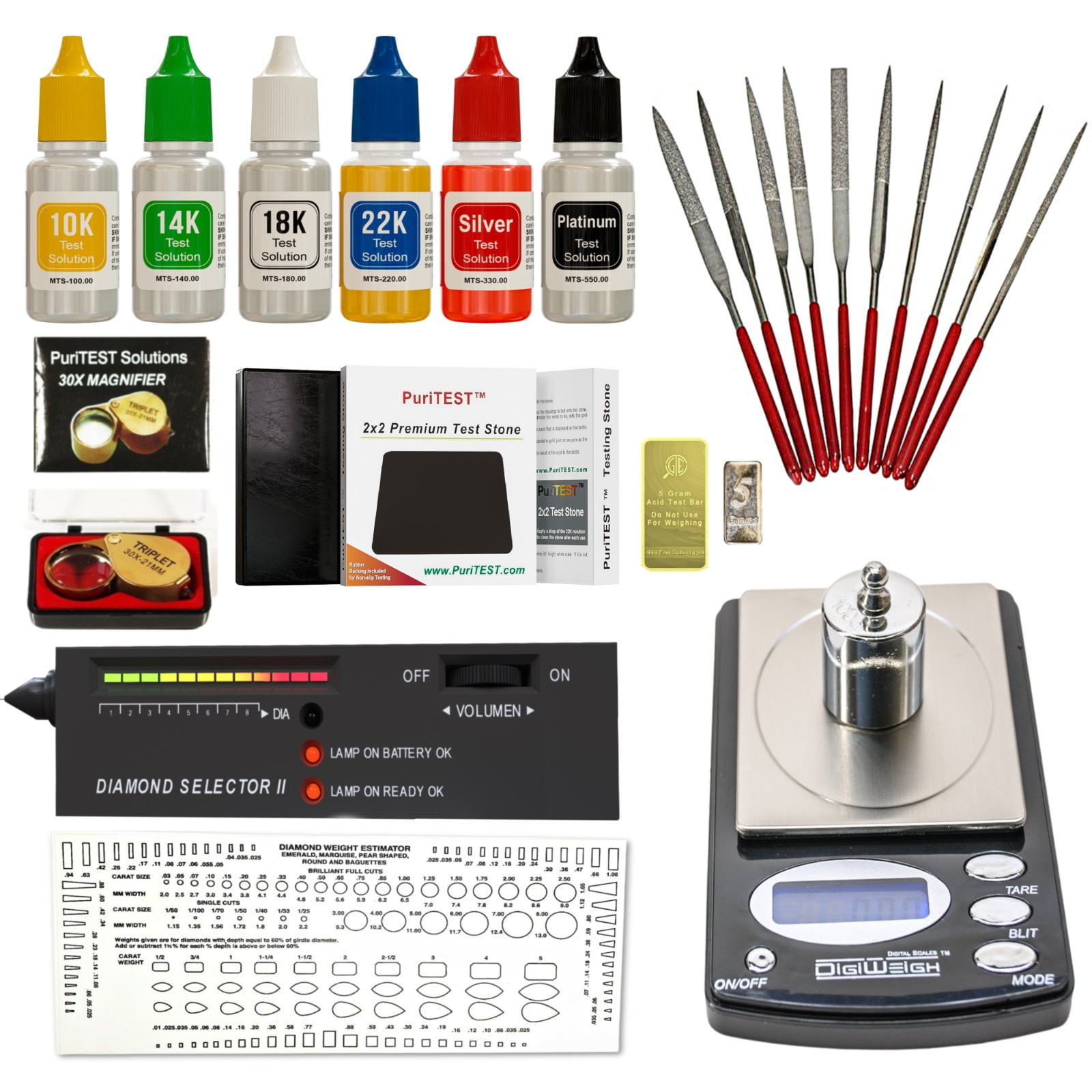 GTE Gold Silver Diamond Tester Selector Gemstone Jewelers Testing Kit – GOLD  TESTING EQUIPMENT