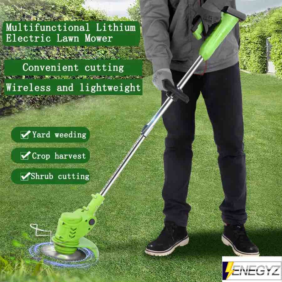 Enegyz 20V cordless trimmer two 4000mAh Lithium rechargeable battery with metal blades and string trimmer