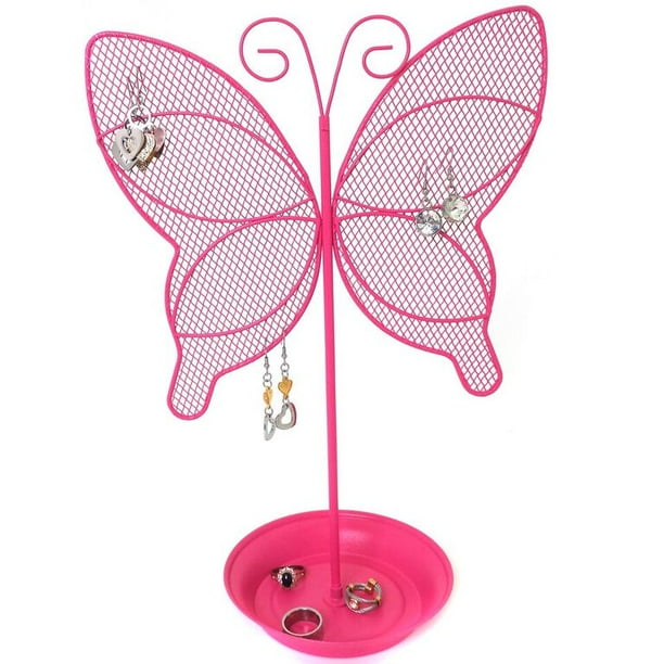 Cute Butterfly Jewelry Organizer Pink Earring Jewelry Stand Organizer for Teens Earring Holder