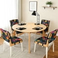 thumbnail image 3 of TSOVTHRID Black Cat Colorful Floral Print Quilted Dining Chair Cushion Covers Stretchy Comfy Seat Cushion Slipcovers Removable Armless Chair Covers with Detachable Strap, Set of 4, 3 of 7