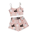 thumbnail image 2 of Halloween Under $ 10 Women Pajama Sets Women Glow Vest Set With Printed Shorts Flannel Cozy Wear Pink Pajama, 2 of 3