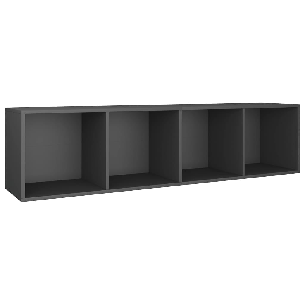 Kepooman 14" Modern 4-Tier Vertical Storage Bookcase for Office Living Room Bedroom, Tall Cube Bookshelf with Storage, Dark Grey