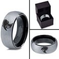 thumbnail image 4 of Tungsten Cowboy Cowboys Bandit Banditry Band Ring 8mm Men Women Comfort Fit Black Dome Brushed Gray Polished, 4 of 4