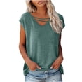 thumbnail image 1 of CEHVOM T-shirt Décontracté Uni pour Femmes à Manches Courtes et Col Rond en Liquidation, 1 of 6