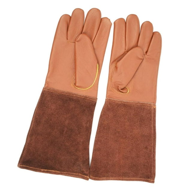 jinwen Industrial Work Gloves with Particles for Sandblasting Cabinets - Brown, XL