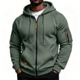 thumbnail image 3 of Homeyce Tactical hoodie for men Full Zip Long Sleeve Workout Athletic Sweatshirts Casual Lightweight Outdoor Tactical Cargo Hoodie Fall Winter Drawstring Zip Up Sports Jackets,Green 2XL, 3 of 6