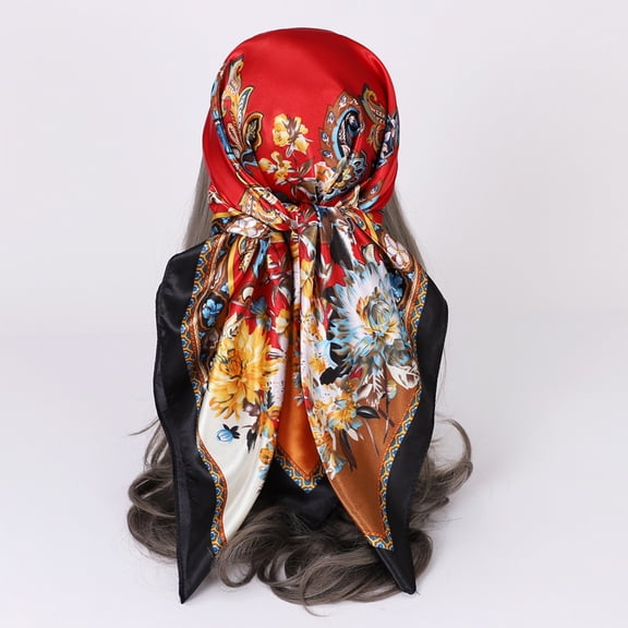 Haivin Womens Small Square Silk Scarf Floral Print Head Scarf Bandana Hair Accessory for Women