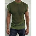 thumbnail image 5 of Men'S Crochet Knit Sleeveless Mesh Tank Top Green L, 5 of 7