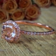 thumbnail image 3 of Huge 1.50 Carat Real Morganite (Round cut Real Morganite) Diamond Halo Engagement Ring Sterling Silver with 18k Gold Plating, 3 of 6