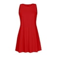 thumbnail image 3 of Blmnix Red Women Dresses Sleeveless Modest Summer Long Classy Solid Shift Trendy Teens Dresses, 3 of 6