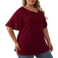 thumbnail image 4 of Daystry Women's Plus Size Short-Sleeve Tie Tops Tunic Wrap Sweetheart Lightweight Tee, 4 of 14