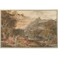 thumbnail image 2 of Joseph Anton Koch 14x11 Gold Ornate Wood Frame and Double Matted Museum Art Print Titled - View of Vietri with Young Country Women Dancing for Shepherds in the Foreground (1800), 2 of 4