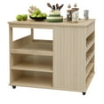 thumbnail image 4 of Glavbiku Natural Kitchen Island Cart,Rolling Serving Utility Trolley with Storage Drawer Wine Rack, 4 of 12