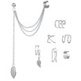 thumbnail image 1 of Pendientes de Clip de hojas de Color de plata para mujer y hombre, aretes creativos simples en forma de C, sin perforación, conjunto con rizador de oreja, regalo de joyería de tendencia, 1 of 4