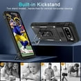 thumbnail image 3 of KOMI Case for Google Pixel 8 with Slide Camera Cover+Screen Protector (1 Pack), Rotated Ring Kickstand Military Grade Shockproof Heavy Duty Protective Cover Black, 3 of 5