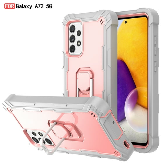 Galaxy A72 5G Case - Heavy Duty Protective Hybrid Rugged Kickstand Shockproof Cover with Ring Holder Protective Case for Samsung Galaxy A72 5G, G