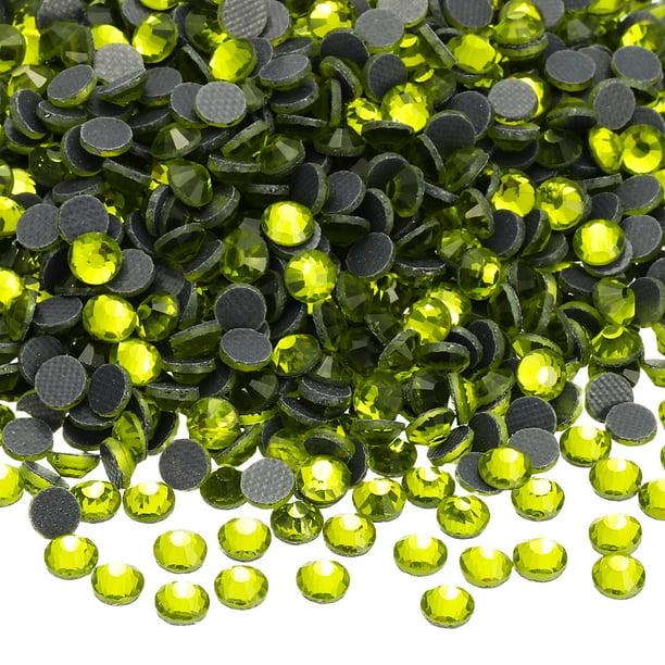 Uxcell 1440 Piezas de Rhinestone Hotfix Flatback de 4 mm, Gemas Redondas de Resina para Manualidades, Ropa, Decoración DIY, Arte de Uñas, (SS16, Verde)