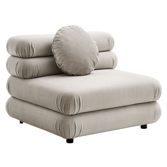 Modular Armless Chair, Tufted, Brown, Velvet, Living Room Lounge Cafe Lobby Hospitality Restaurant, Modern Contemporary, HB37181