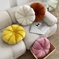 thumbnail image 4 of Nvzi -b Round Cushions Pillows Solid Color Velvet Chair Sofa Pumpkin Throw Pillow Pleated Round Pillow for Home Bed Car Decor Floor Pillow Cushion(Pink,Diameter 15"), 4 of 4