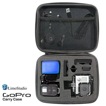 Gopro Camera Cage Loadstone Studio GoPro Hard Case Carry Bag with Net and Sponge Compartment for GoPro Camera, Shock Proof, Water Proof, Multi Functional, Medium Size, 8.5