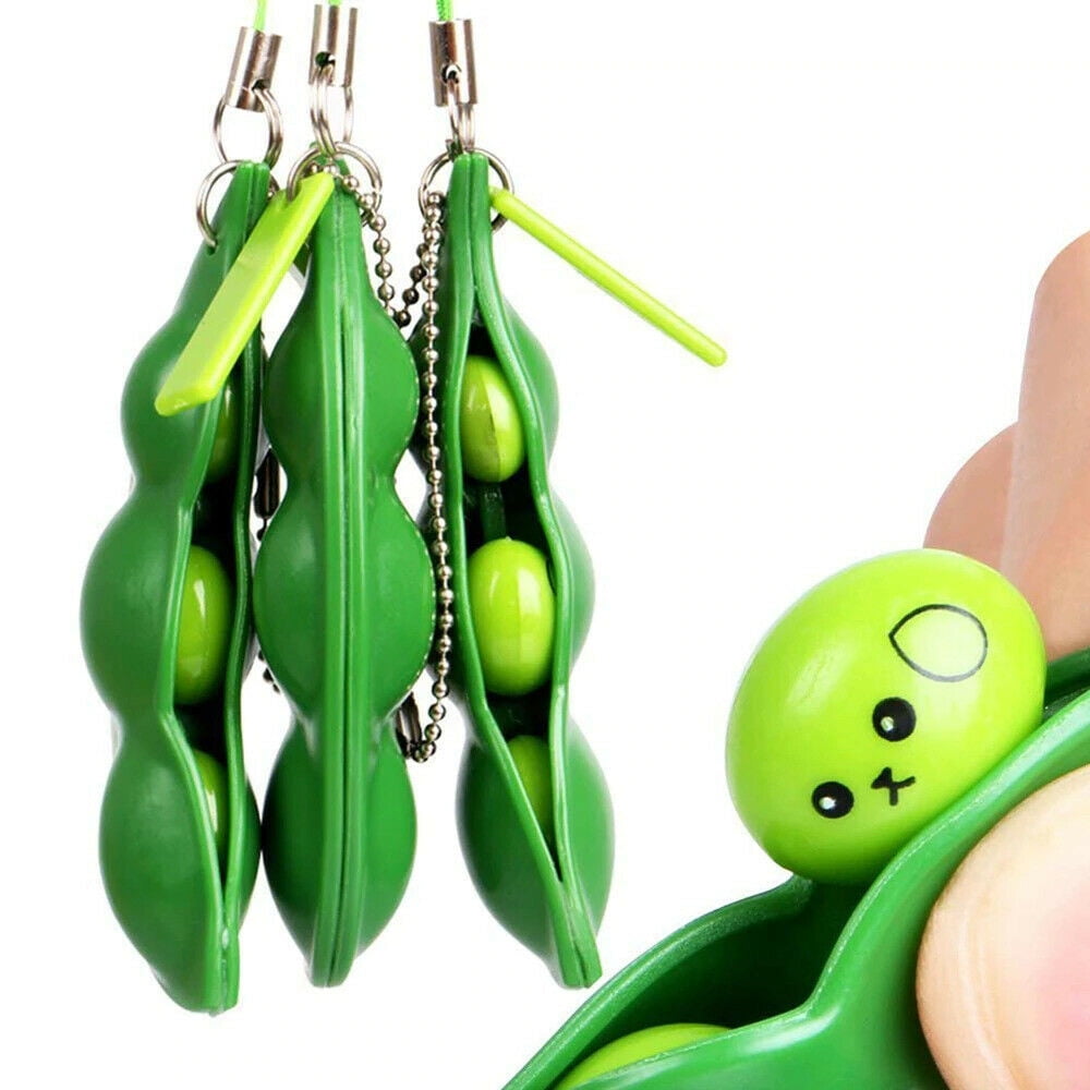 Squeeze&Beans,Peanuts Keychain Sensory Fidget Toys Set,Funny Facial Expressions Edamame Fidget Keychain Pea Pod Soybean Stress Relieving Sensory Fidget Toys Gift for Adults Kids Relief Anti-Anxiety… 