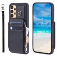 thumbnail image 3 of Decase For Samsung Galaxy S23 Ultra,Wallet Case PU Leather Shockproof Shell Detachable Lanyard & Wrist Strap,Magnetic Buckle Back Cover Zipper Wallet Card Holder Pocket for Galaxy S23 Ultra,Black, 3 of 9