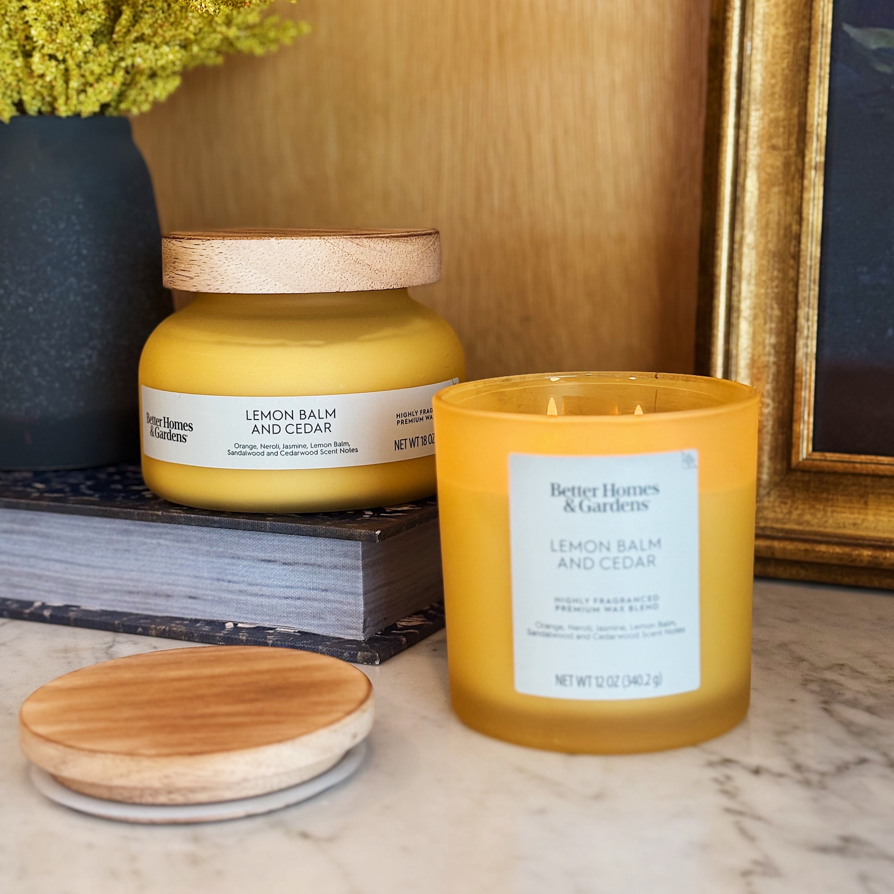 Better Homes and Gardens Lemon Balm and Cedar Scented 2-Wick Frosted Jar Candle 12oz.