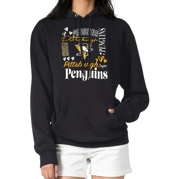 Women's G-III 4Her by Carl Banks Black Pittsburgh Penguins Collage Team Graphic Tri-Blend Fleece Pullover Hoodie