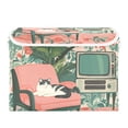 thumbnail image 7 of Yayeee Collapsible Cube Storage Bin with Lid Fabric Closet Decorative Basket with Handles, Pink and White Cat, 7 of 7