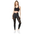 thumbnail image 2 of YELETE Women's Active Mesh Striped Single Pocket Leggings Heather Charcoal S, 2 of 4