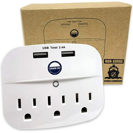 Cruise Power Strip No Surge Protector with USB Outlets - Ship Approved (Non Surge Protection) Cruise Essentials