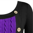 thumbnail image 4 of IMENGL Grande Taille Col Rond Manches Longues patchwork Uni Tricot Asymétrique, Violet 5TG, Taille G-5TG, 4 of 5