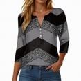 thumbnail image 2 of KPOPLK Women's Shirts Lightweight Summer Fall Fashion 3/4 Length Sleeve T Shirts Casual Tops Basic Blouses(XL,b220-Dark Gray), 2 of 5