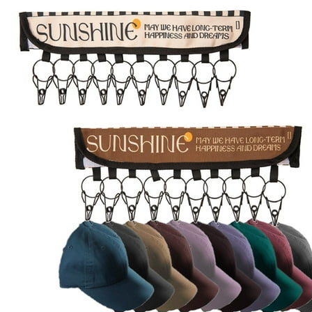 Lanzon 2 Pack Hat Rack with 10 Clips, Hanging Hat Organizer Display Holder, Hanger Hat Holder for Closet, Baseball Caps Hat Storage Ideas Accessories