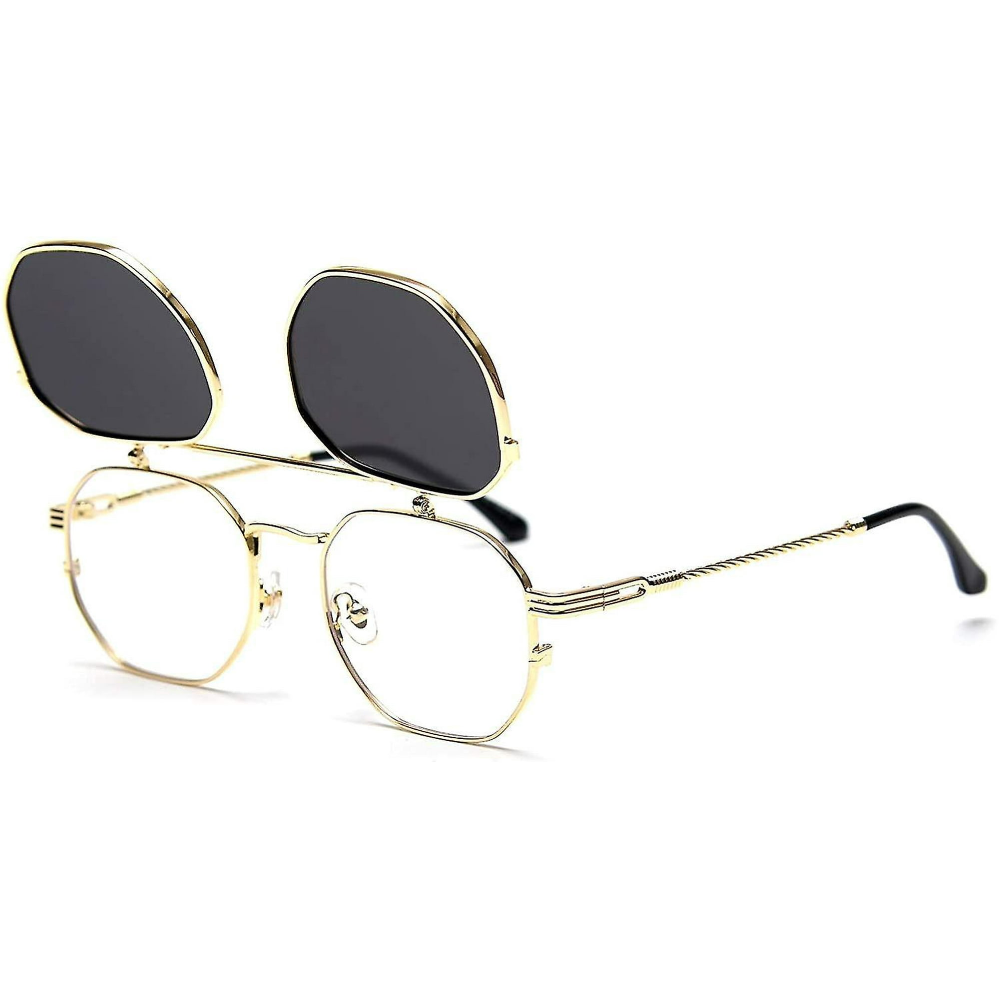 Flip Up Sunglasses Men Women Polarized Steampunk Sun Glasses with Double Lenses Walmart